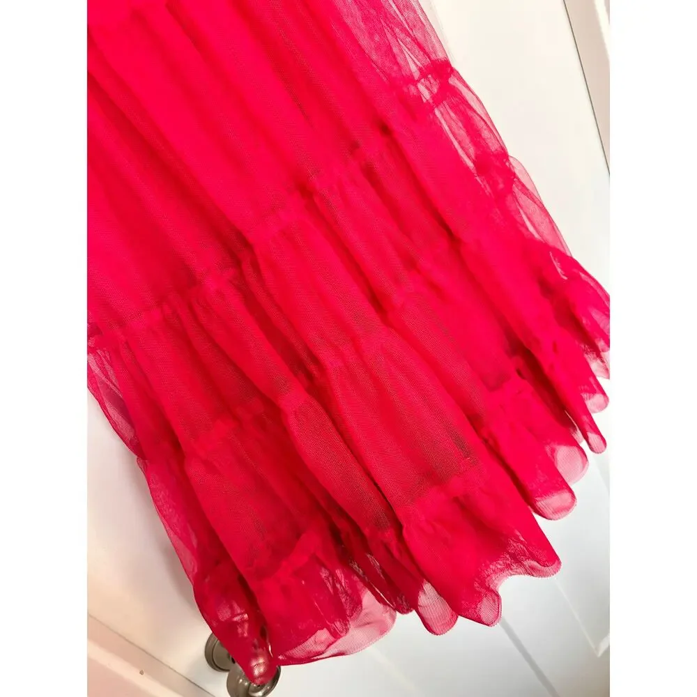 Baby Gap Pirouette Tulle Tiered Dress Satin Trim Layered Formal Red Size 5 Years